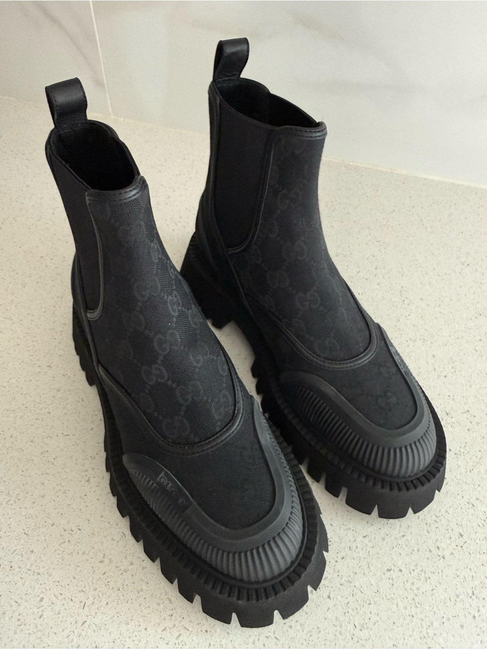 GUCCI GG Supreme Ankle Boots Canvas Calfskin EU 36.5 US 6.5 - Picture 2 of 8